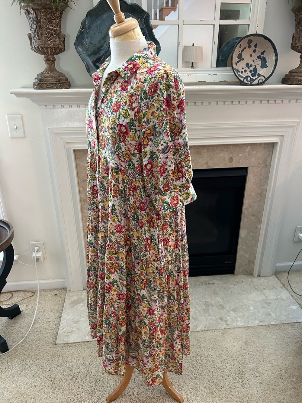 NATURAL LIFE Floral Midi Dress in Pink, Yellow & Green - Picture 5 of 10
